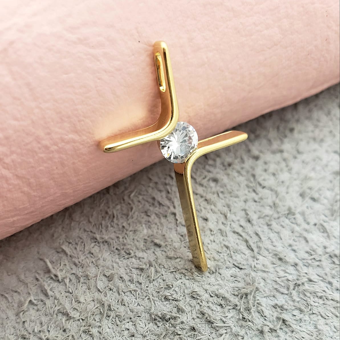 Colgante Cruz Circonias Oro Laminado 18k