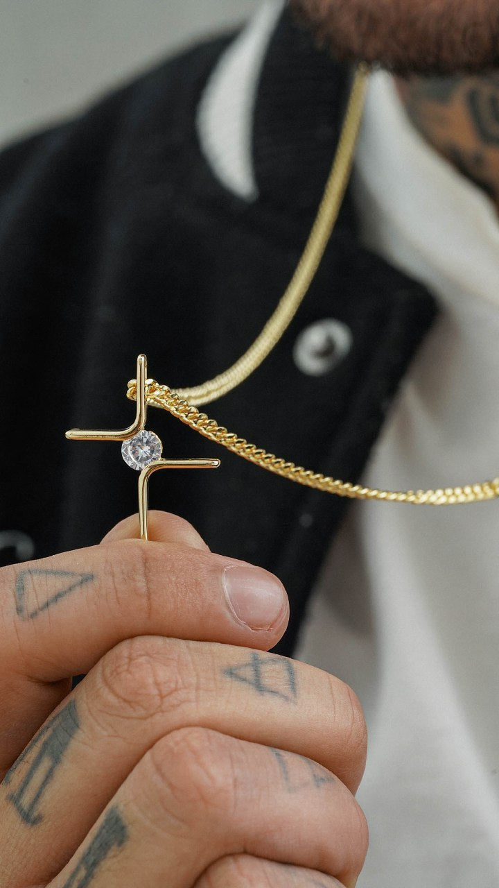 Colgante Cruz Circonias Oro Laminado 18k