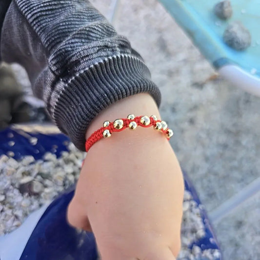 Brazalete Tejido Balín Oro Laminado 18K