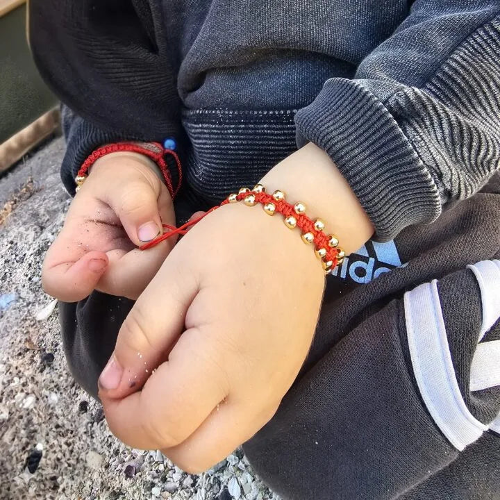 Brazalete Tejido Balín En Oro Laminado 18k