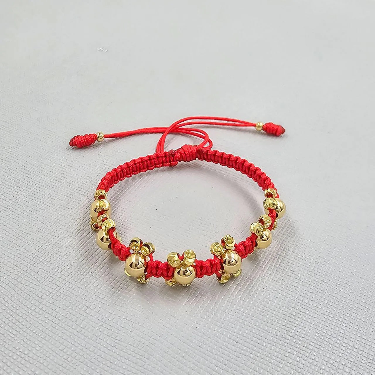 Manilla Tejido Rojo Balín En Oro Laminado 18k