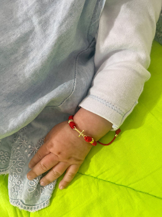 Brazalete De Cruz Con Italiano Oro Laminado 18k