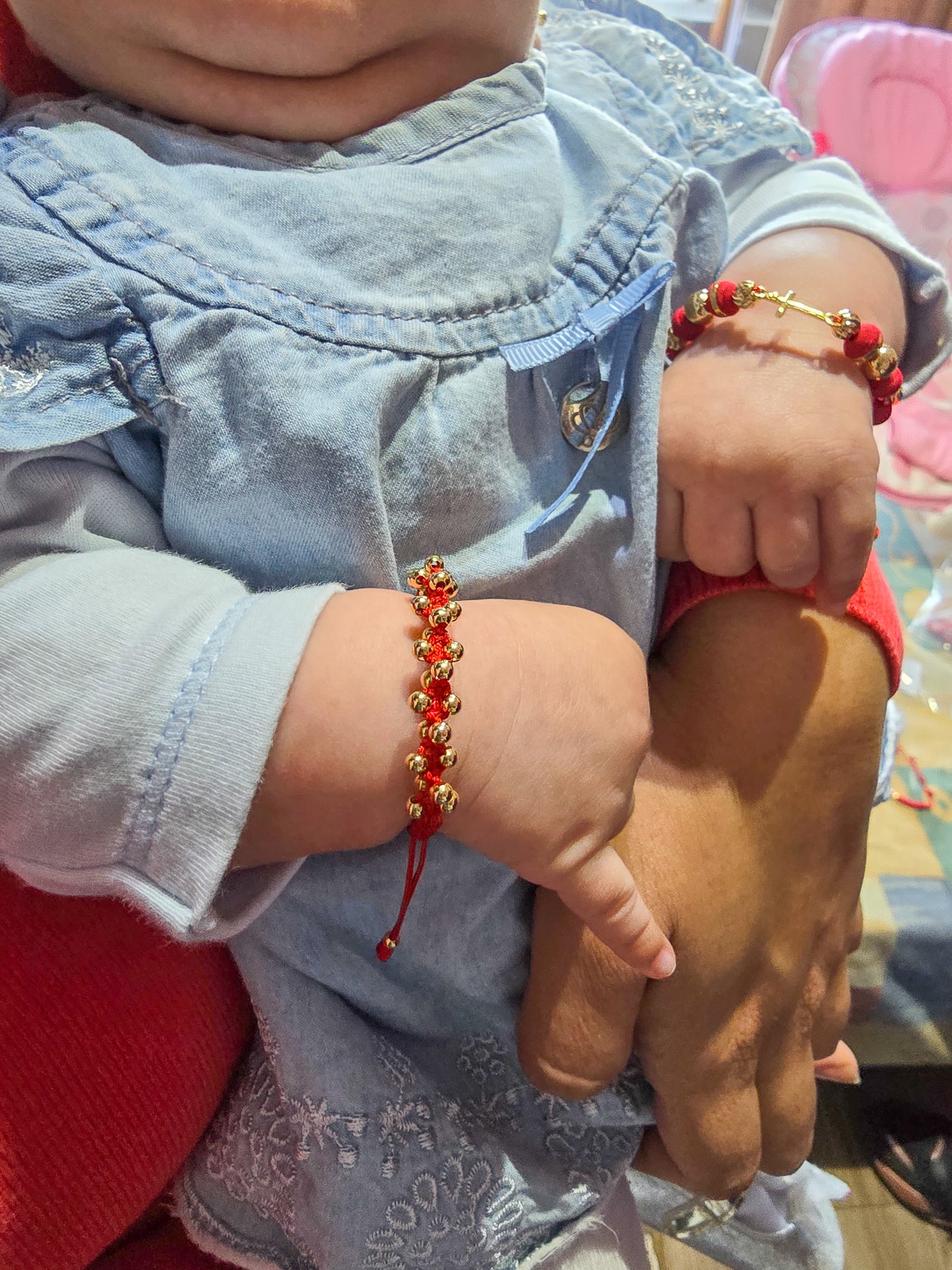 Brazalete Tejido Rojo Oro Laminado 18k