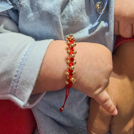 Brazalete Tejido Rojo Oro Laminado 18k