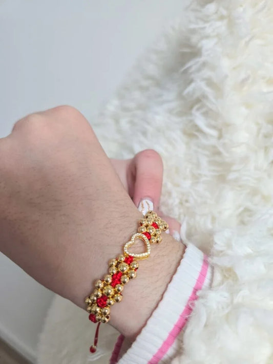 Brazalete Corazón Jaula Cristal Oro Laminado 18k