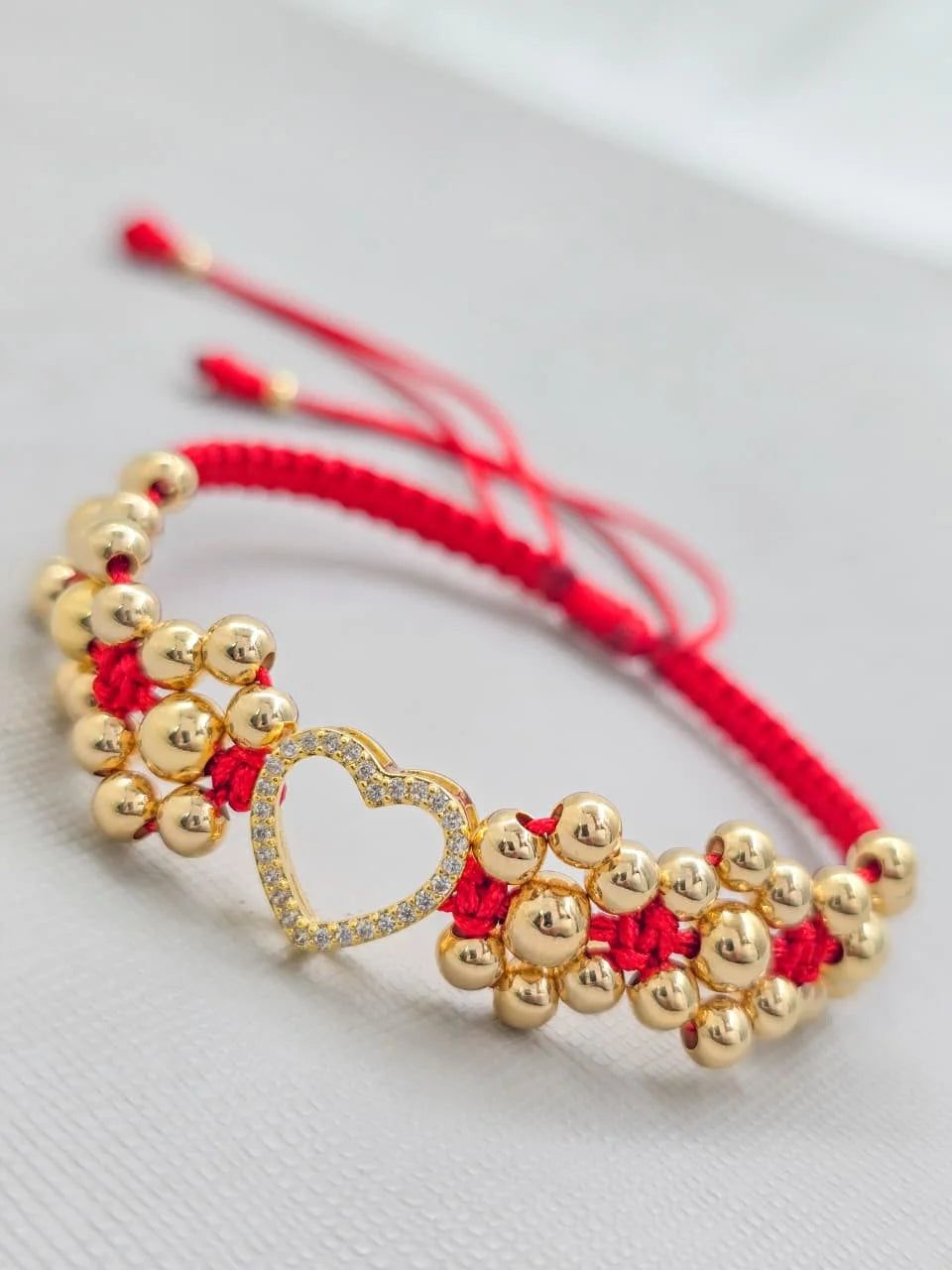 Brazalete Corazón Jaula Cristal Oro Laminado 18k