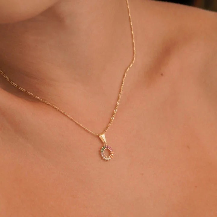 Colgante Rainbow Circonias Oro Laminado 18k