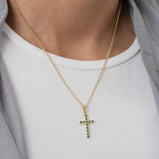 Colgante Cruz Mini Swarovski Oro Laminado 18k