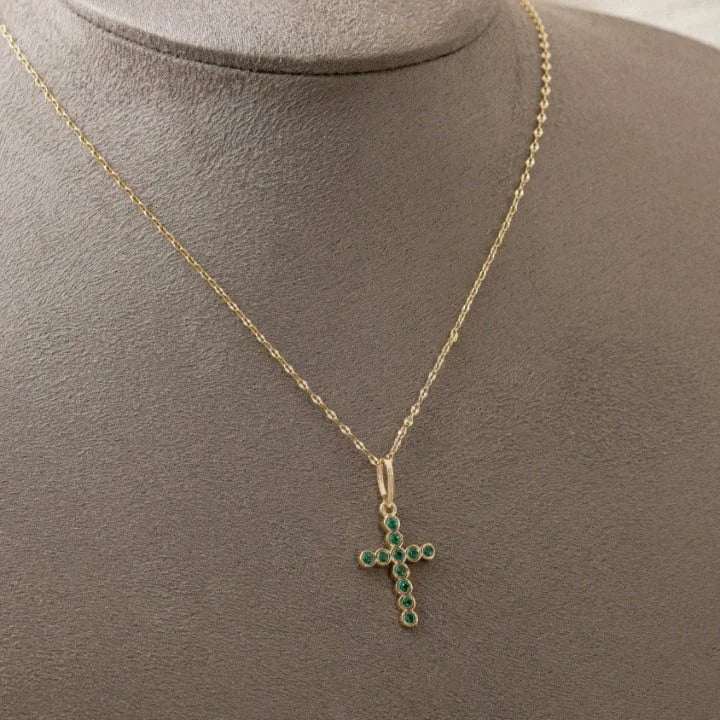 Colgante Cruz Mini Swarovski Oro Laminado 18k