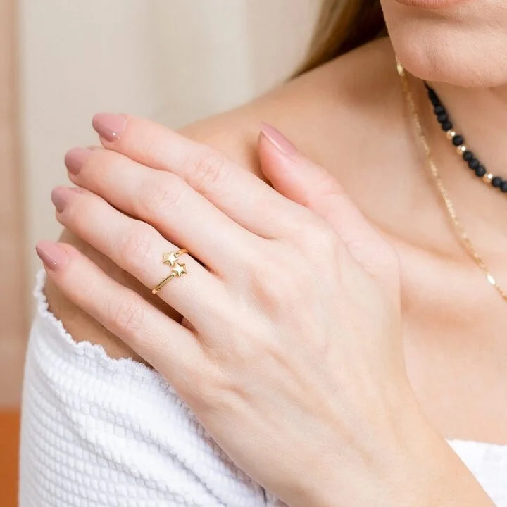 Anillo Stars Ajustable Oro Laminado 18k