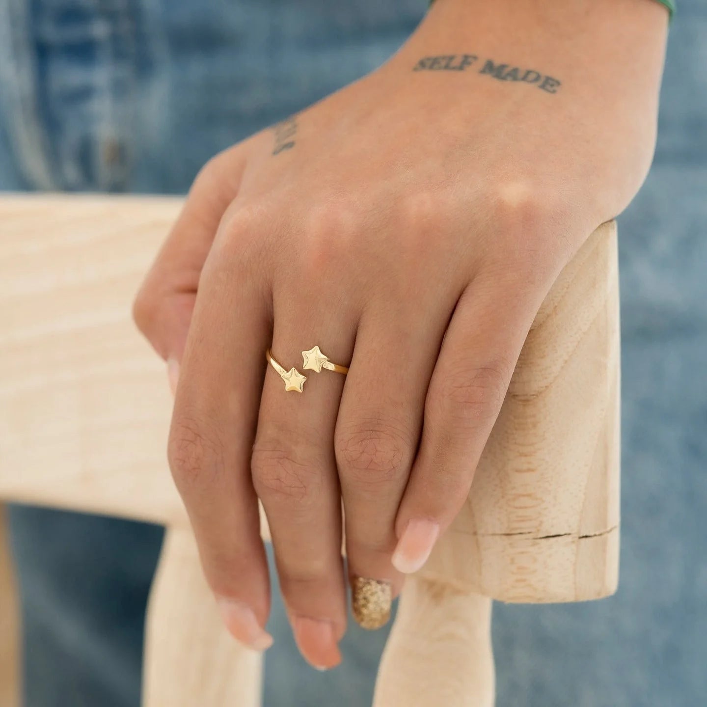 Anillo Stars Ajustable Oro Laminado 18k