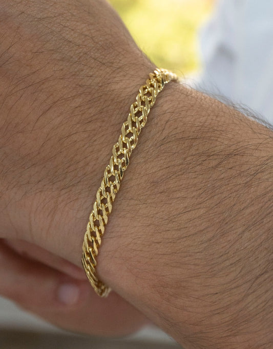 Pulsera Cubana Cruzada Oro Laminado 18k