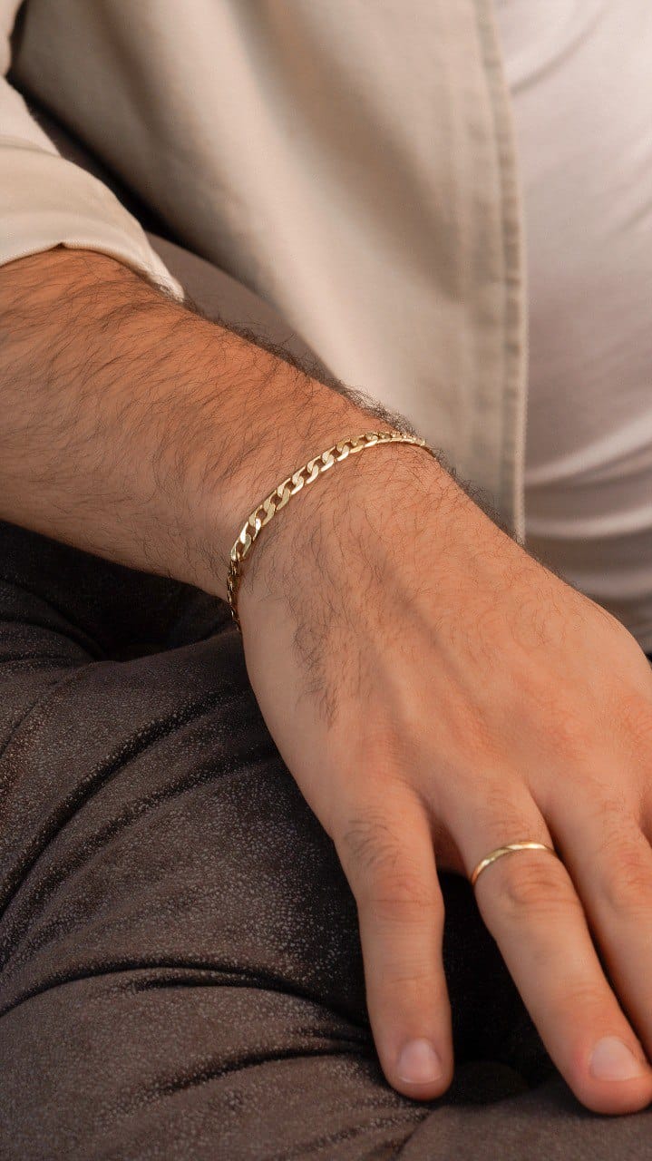 Pulsera Cubano Plano Oro Laminado 18k