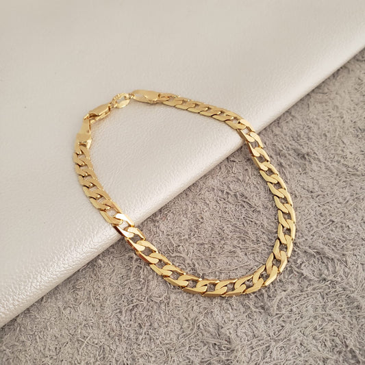 Pulsera Cubano Plano Oro Laminado 18k