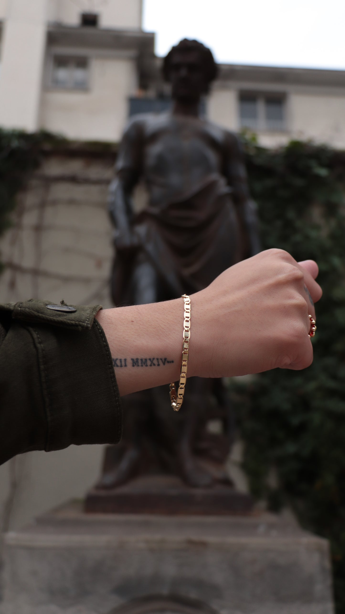 Pulsera Tejido Escalera Plana Diamantada Oro Laminado 18k