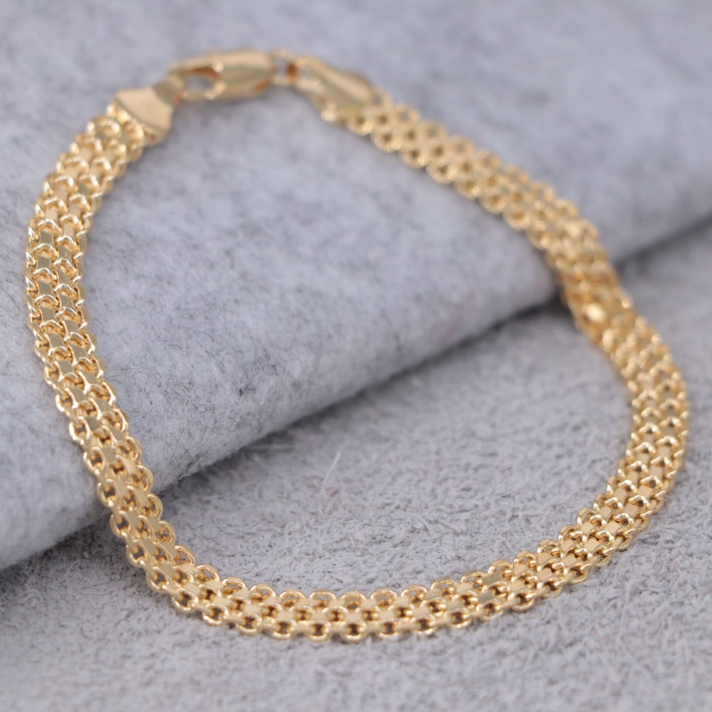 Pulsera Tejido Chino Doble Carril Oro Laminado 18k