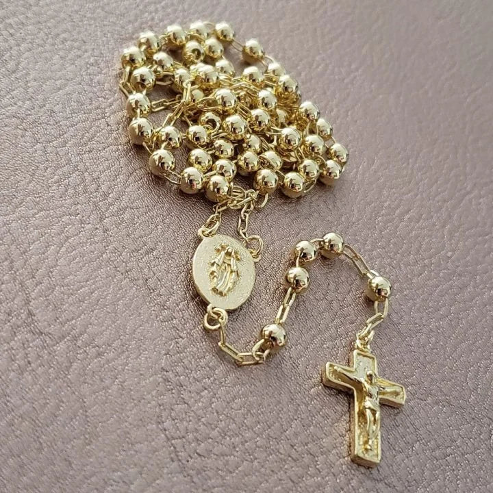Rosario Balín Semi-Grueso oro laminado 18k