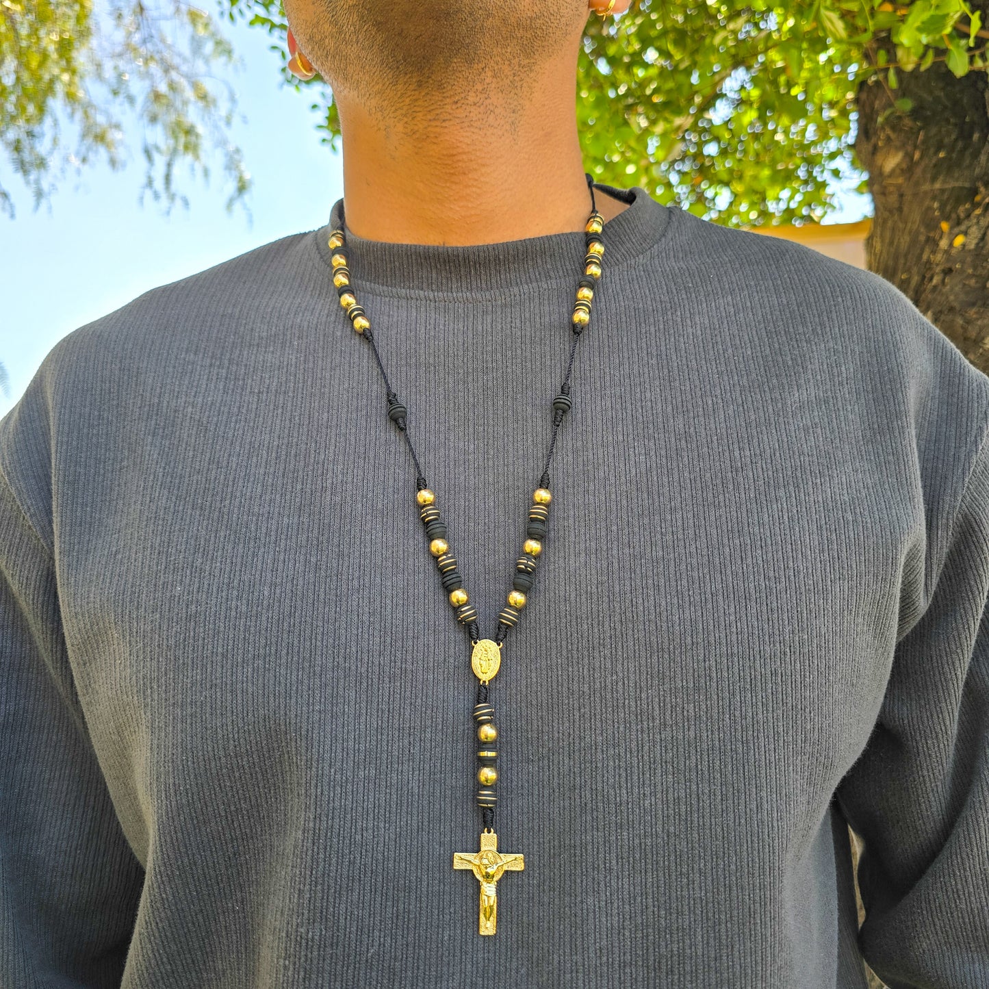 Rosario De Hombre En Oro Laminado 18K