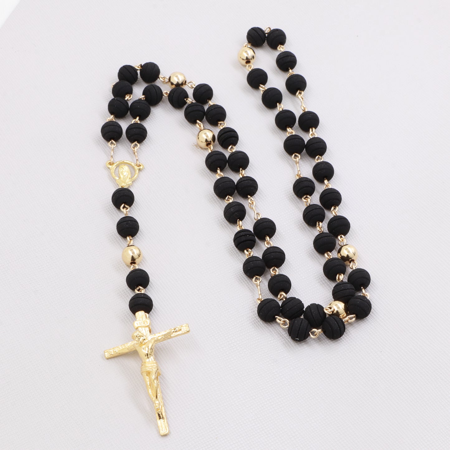 Rosario Cristo Madero Oro laminado 18k