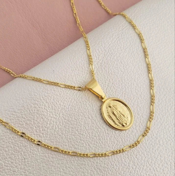 Colgante Virgen De Guadalupe Cóncava Pequeña Oro Laminado 18k