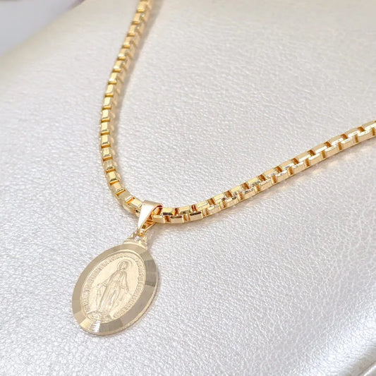 Colgante Virgen Milagrosa Mediana Oro Laminado 18k