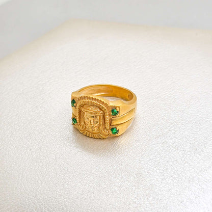 Anillo Sagrado Rostro Cristo Oro Laminado 18K