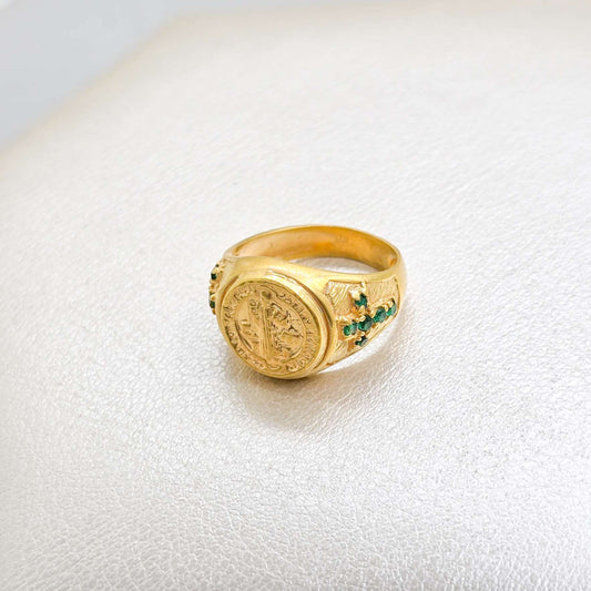 Anillo San Benito Circonias Oro Laminado 18K