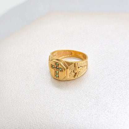 Anillo Cruz Cristo Circonias Oro Laminado 18k