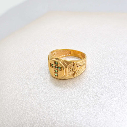 Anillo Cruz Cristo Circonias Oro Laminado 18k