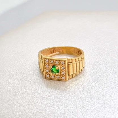 Anillo Cuadrado Core Circonias Oro Laminado 18K