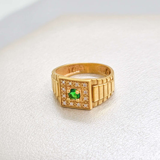 Anillo Cuadrado Core Circonias Oro Laminado 18K