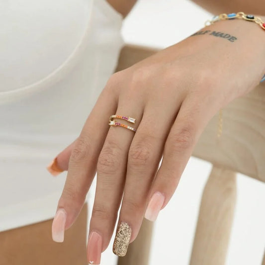 Anillo Sunrises Ajustable Oro Laminado 18k