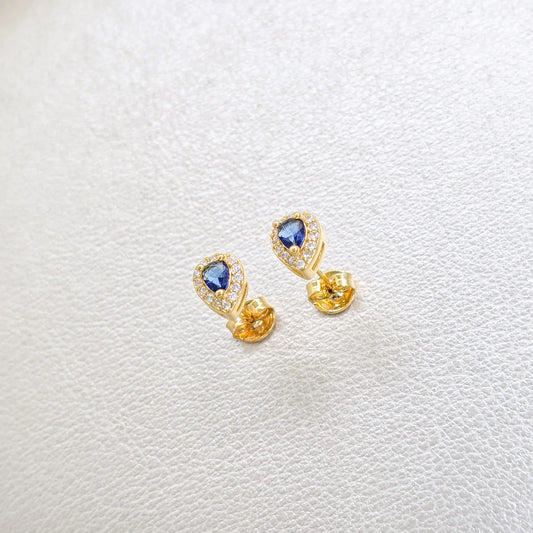 Arete Gota Bordes Circonias Oro Laminado 18k