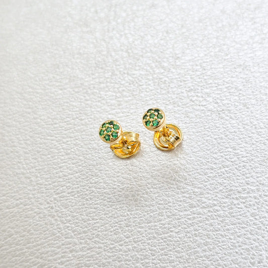 Arete Punto Verde Oro Laminado 18k