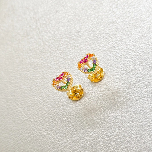 Arete Silueta Corazón Colors Oro Laminado 18k