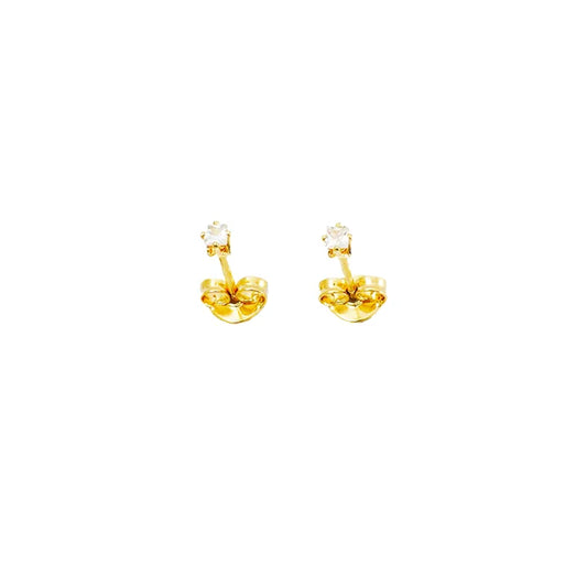 Arete Topo Mini Circón Cuadrado Oro Laminado 18k