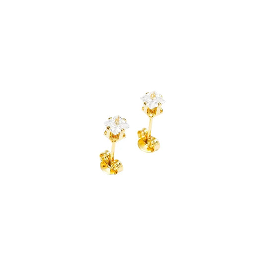 Arete Topo Circón Cuadrado Oro Laminado 18k