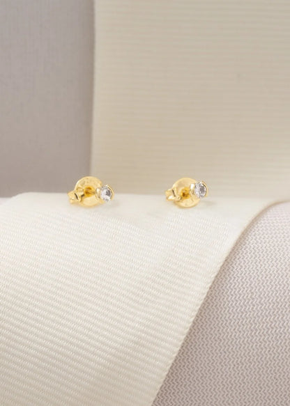 Aretes Circonia Redonda Oro Laminado 18k
