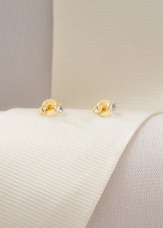Aretes Circonia Redonda Oro Laminado 18k