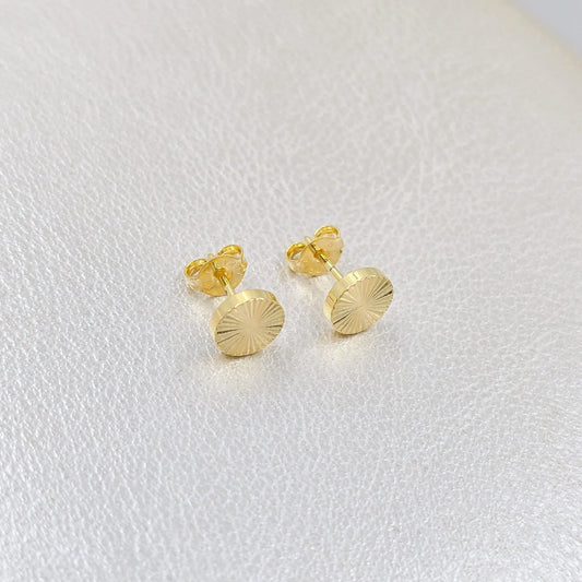 Aretes Topo Sol Redondos 8mm Oro Laminado 18k