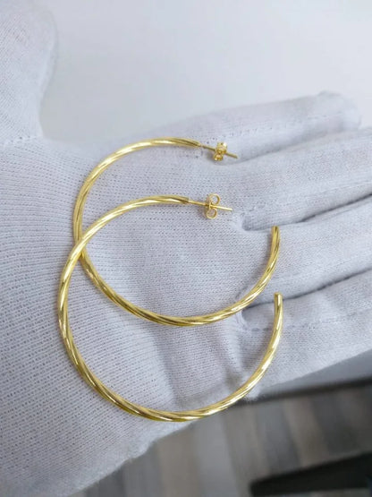 Arete Candonga Espiral Mediana Oro Laminado 18k