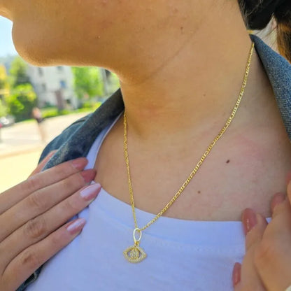 Cadena Cartier Y Colgante Ojo turco En Oro Laminado 18k
