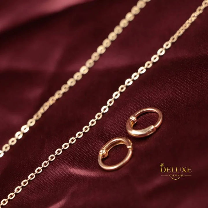 Conjunto Cadena Tejido Aros y Candongas Baby Oro Laminado 18k