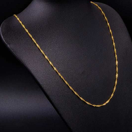Cadena Tejido Singapur Alargada Oro Laminado 18k