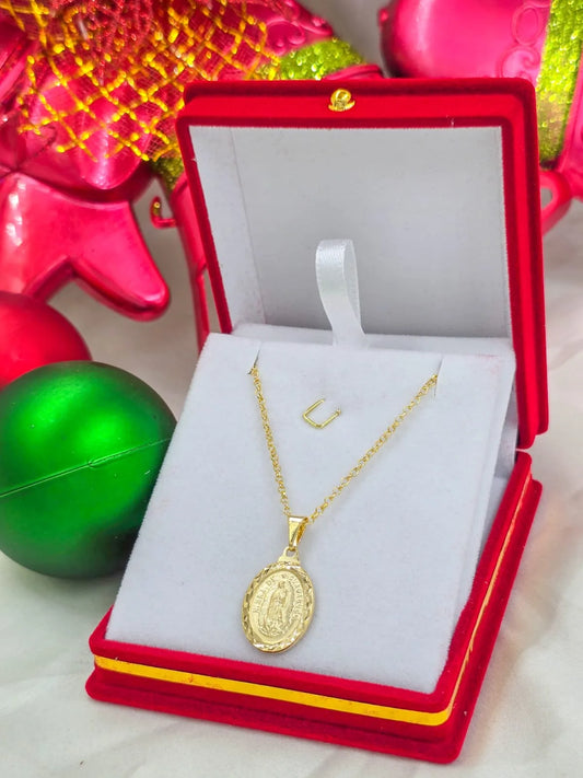 Cadena Rolo Y Colgante Virgen Guadalupe Oro Laminado 18k