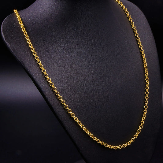 Cadena Tejido Rolo Semi Delgada Oro Laminado 18k
