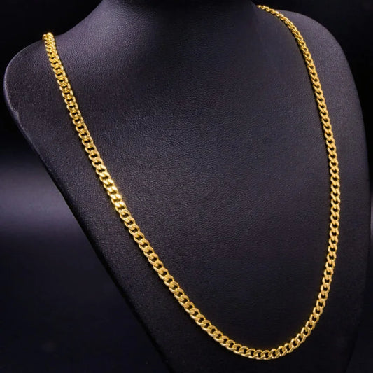 Cadena Cubana Semi-Delgada Oro Laminado 18k