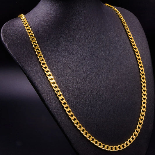 Cadena Tejido Cubana Gruesa Unisex Oro Laminado 18k