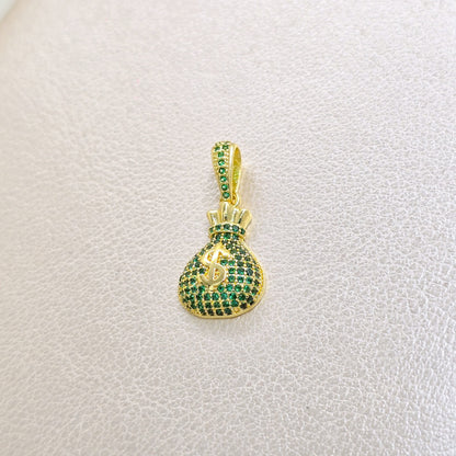 Colgante Bolsa De Dinero Oro Laminado 18k