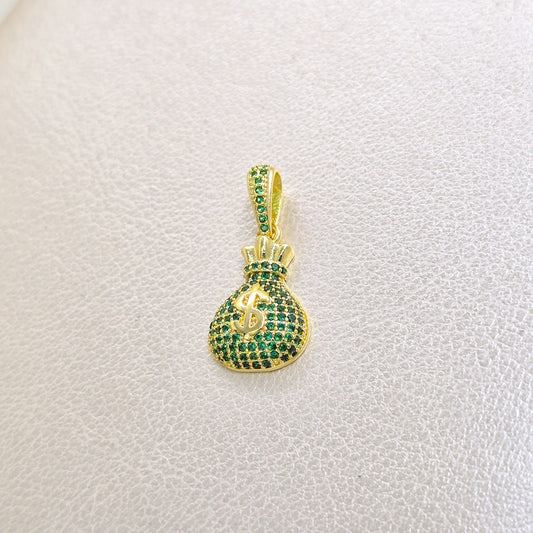 Colgante Bolsa De Dinero Oro Laminado 18k